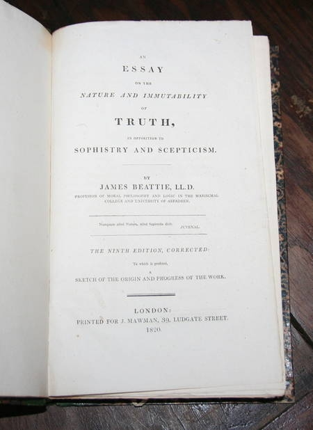 Beattie The nature and immuability of truth 1820. Photo 1.