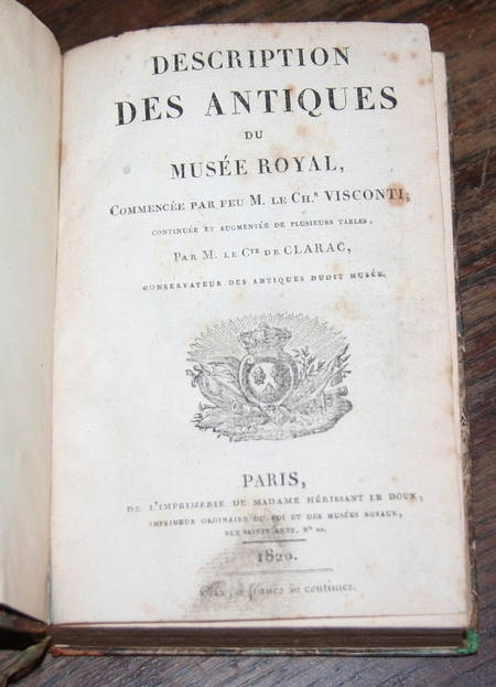 [Antiquit&eacute;s] Visconti - Description des antiques du mus&eacute;e royal 1820. Photo 1.