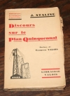 STALINE (J.). Discours sur le plan quinquennal. Rapport politique au comité central du XVIe congrès du parti communiste russe du 28 mai 1930