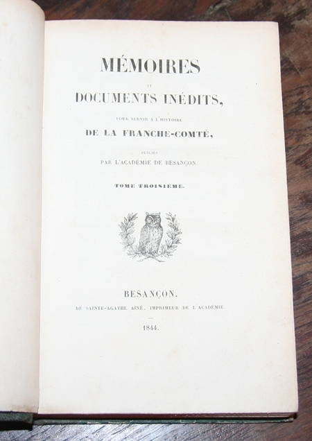 Mémoires histoire de la Franche-Comté 1844. Photo 2.
