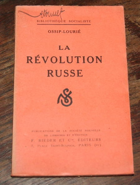 OSSIP-LOURIE La r&eacute;volution russe 1921. Photo 0.