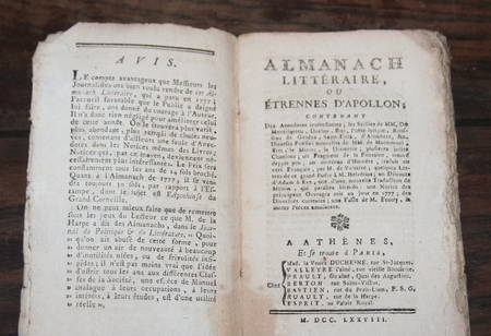 . Almanach littéraire ou étrennes d'Apollon
