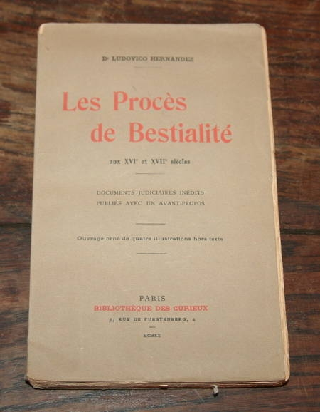 Les procès de bestialite aux XVIe et XVIIe Siècles 1920. Photo 0.