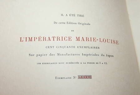 L'imp&eacute;ratrice Marie-Louise 1902 Exemplaire sur Japon. Photo 1.