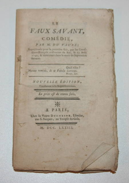 VAURE (M. du). Le faux savant