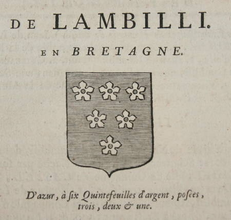 HOZIER (Louis Pierre d') et d'HOZIER DE SERIGNY. G&eacute;n&eacute;alogie de la famille de Lambilli en Bretagne