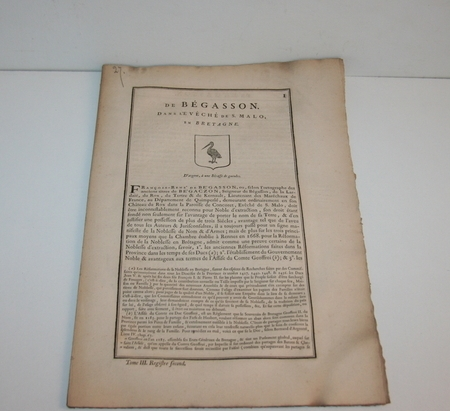 Hozier. G&eacute;n&eacute;alogie de B&eacute;gasson 1741 Saint Malo. Photo 1.