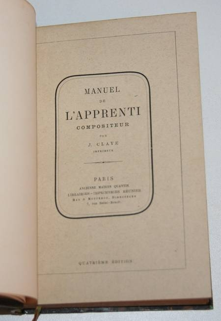Manuel de l'apprenti compositeur - 1891. Photo 2.