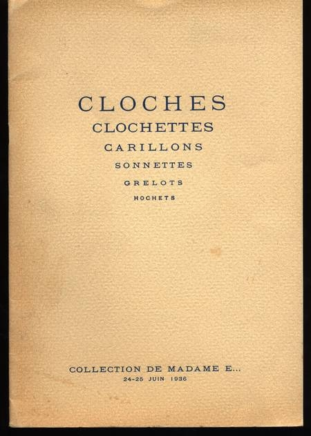 Catalogue des cloches, clochettes, carillons 1936. Photo 0.