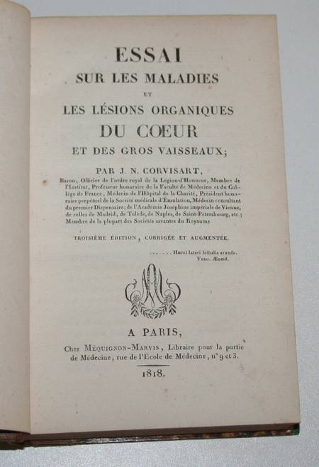 Corvisart - Essai sur les maladies du coeur 1818. Photo 1.
