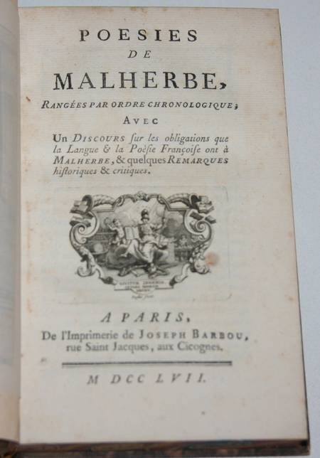 Po&eacute;sies de Malherbe. Paris, Barbou, 1757. Photo 2.