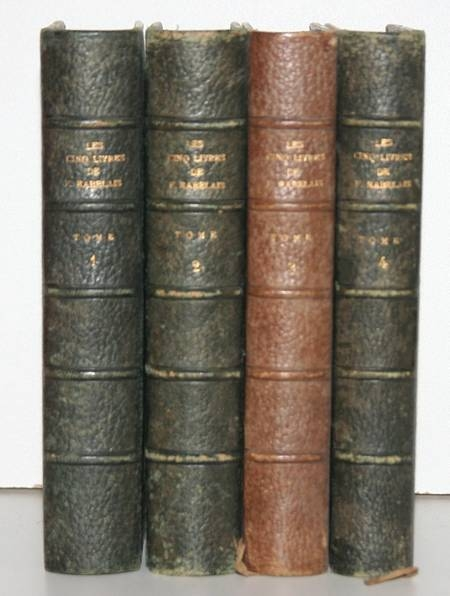 Les cinq livres de Fran&ccedil;ois Rabelais 1885 - 4 volumes reli&eacute;s. Photo 3.