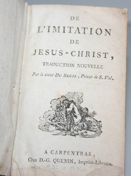 [Impression de Carpentras] Imitation de J&eacute;sus Christ - (Vers 1760-1770) Rare. Photo 2.