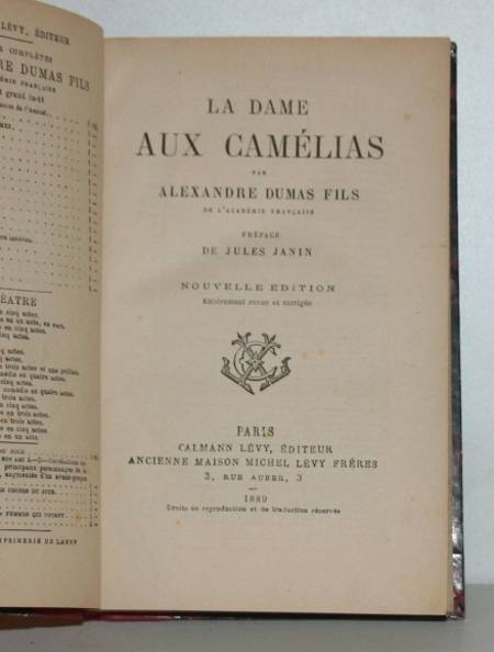Dumas, fils - La dame aux cam&eacute;lias - 1889 - Reli&eacute;. Photo 1.