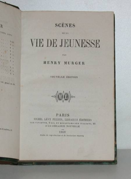 MURGER (Henri). Scènes de la vie de jeunesse