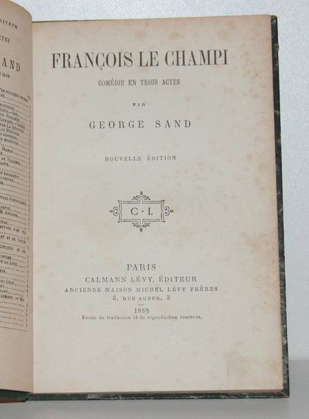SAND (Georges). François le Champi. Comédie en trois actes