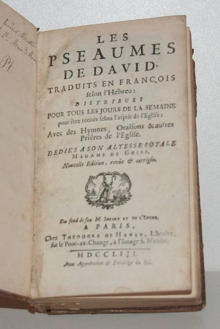 Pseaumes de David - Hansy - 1753. Photo 1.