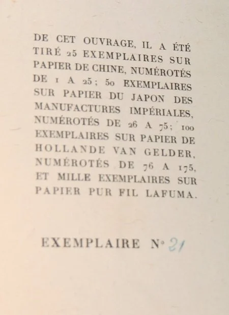 TELLIER (Jules). Ses oeuvres. 1923 Num&eacute;rot&eacute;. Photo 1.
