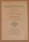 . Biblioth&egrave;que de M. G. H.. Deuxi&egrave;me s&eacute;rie. XVIII&egrave;me si&egrave;cle. Litt&eacute;rature