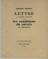 GRASSET (Bernard). Lettre &agrave; Andr&eacute; Gillon sur les conditions du succ&egrave;s en librairie