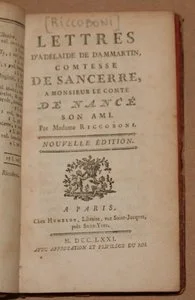 RICCOBONI (Madame) Lettres d'Ad&eacute;la&iuml;de de Dammartin 1771. Photo 1.