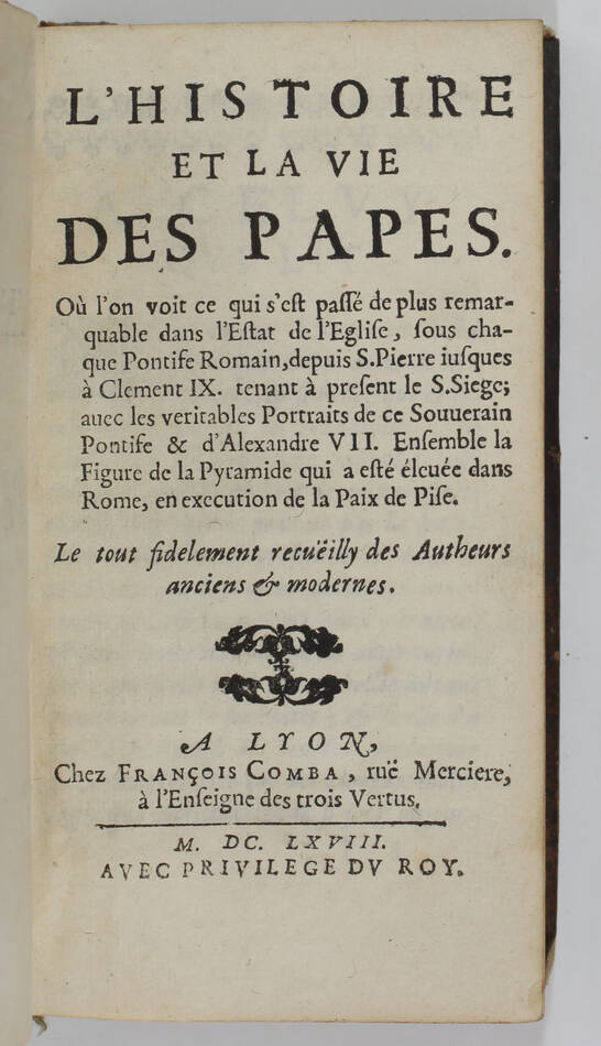 COULON - L histoire et la vie des papes - 1668 - portraits et figure - Photo 2, livre ancien du XVIIe siècle