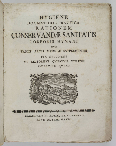 [HEYRENBACH (Johann Caspar)]. Hygiene dogmatico-practica rationem conservandae sanitatis corporis humani cum variis artis medicae supplementis ita exponens ut lectoribus quibusvis utiliter inservire queat, livre ancien du XVIIIe siècle