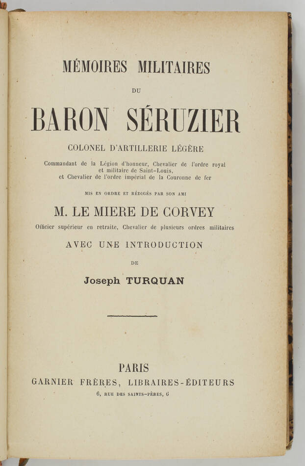 [Empire] Mémoires militaires du baron Séruzier - 1894 - Photo 1, livre rare du XIXe siècle