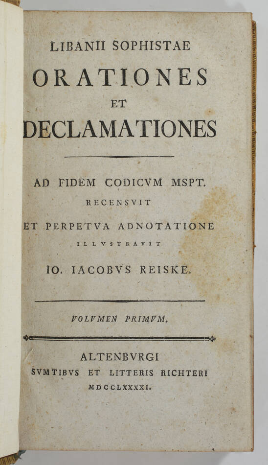 LIBANIOS sophistae orationes et declamationes - 1791 - 4 volumes - REISKE - Photo 1, livre ancien du XVIIIe siècle