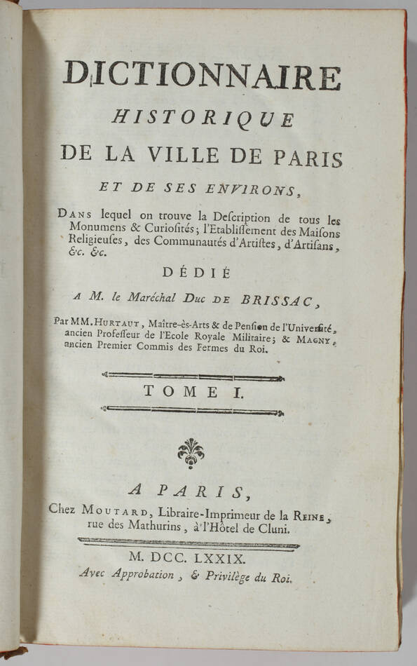 HURTAUT Dictionnaire de la ville de Paris et de ses environs - 1779 - 4 vols - Photo 1, livre ancien du XVIIIe siècle