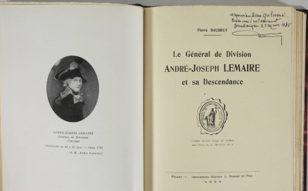 DAUDRUY - Le général Lemaire et sa descendance - 1951 - Envoi - Photo 1, livre rare du XXe siècle