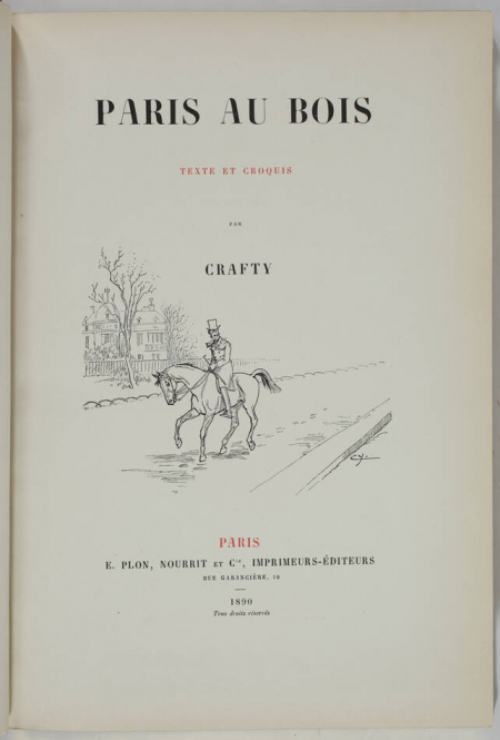 [Equitation] CRAFTY - Paris au bois. Texte et croquis - 1890 - Photo 2, livre rare du XIXe siècle