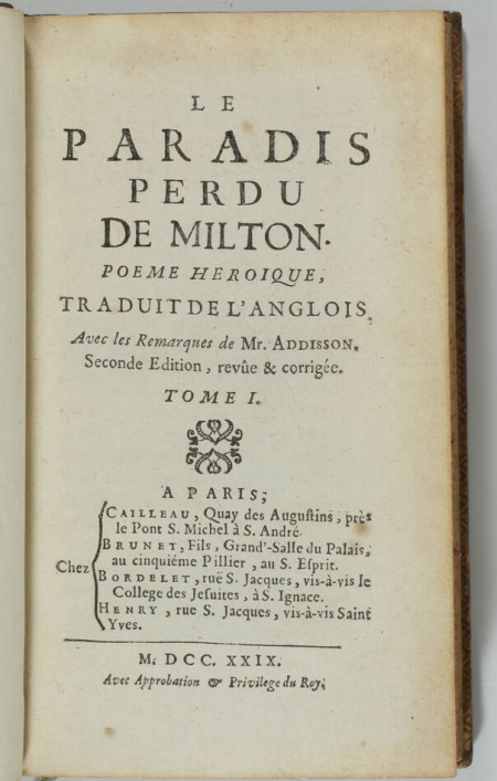Milton - Le paradis perdu + reconquis + critique 1729-1731 - 5 volumes uniformes - Photo 1, livre ancien du XVIIIe siècle