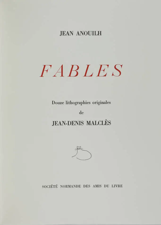 ANOUILH - Fables, 1986 - 12 lithographies Malclès - Signé par Malcles et Anouilh - Photo 4, livre rare du XXe siècle