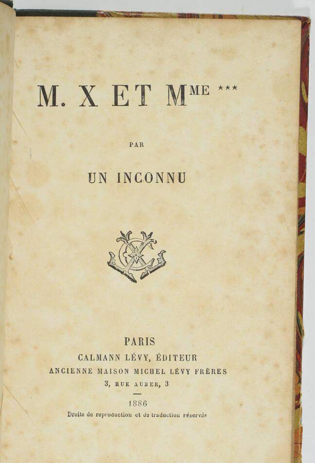 M. X et Mme ***, par un inconnu - 1886 [Mme Guyet-Desfontaines] - Photo 1, livre rare du XIXe siècle