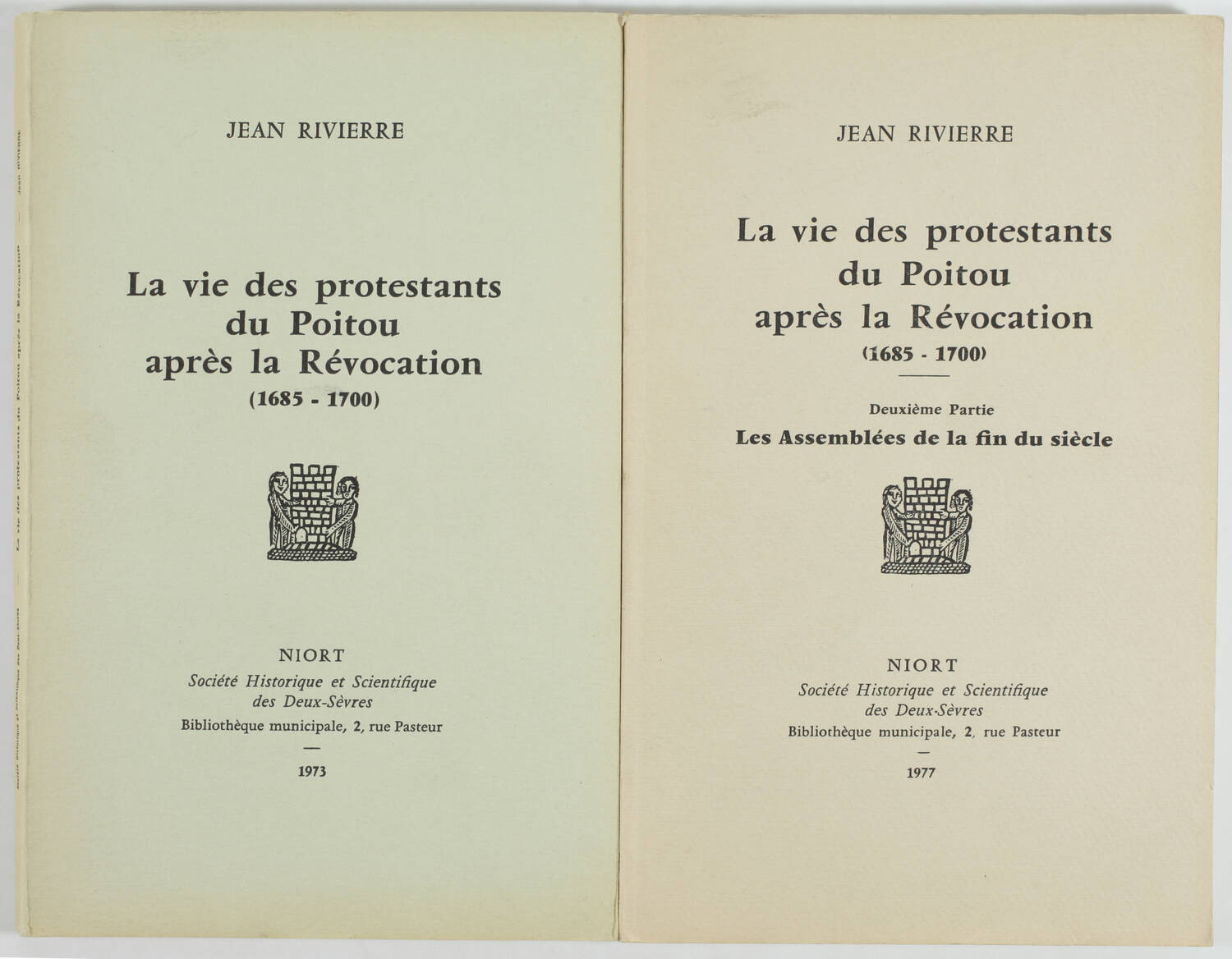 RIVIERRE La vie des protestants du Poitou après la Révocation (1685 - 1700). - Photo 0, livre rare du XXe siècle