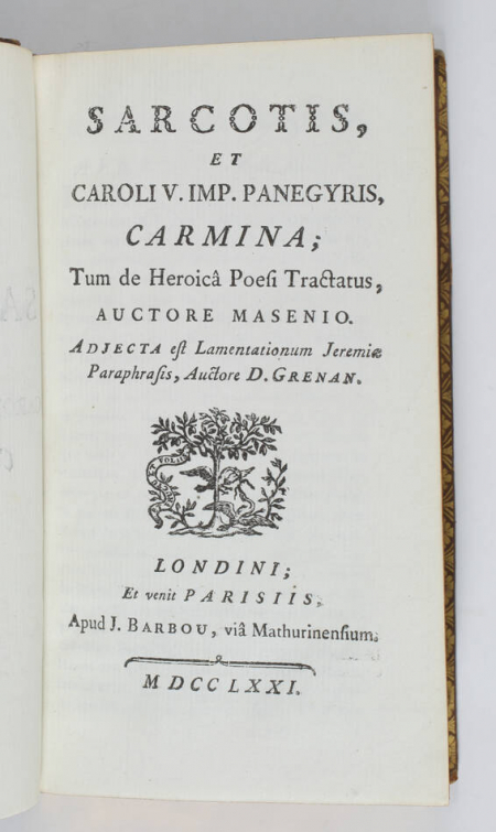 [Sarcothée] Masen - Sarcotis et Caroli V - Barbou, 1771 - Photo 1, livre ancien du XVIIIe siècle