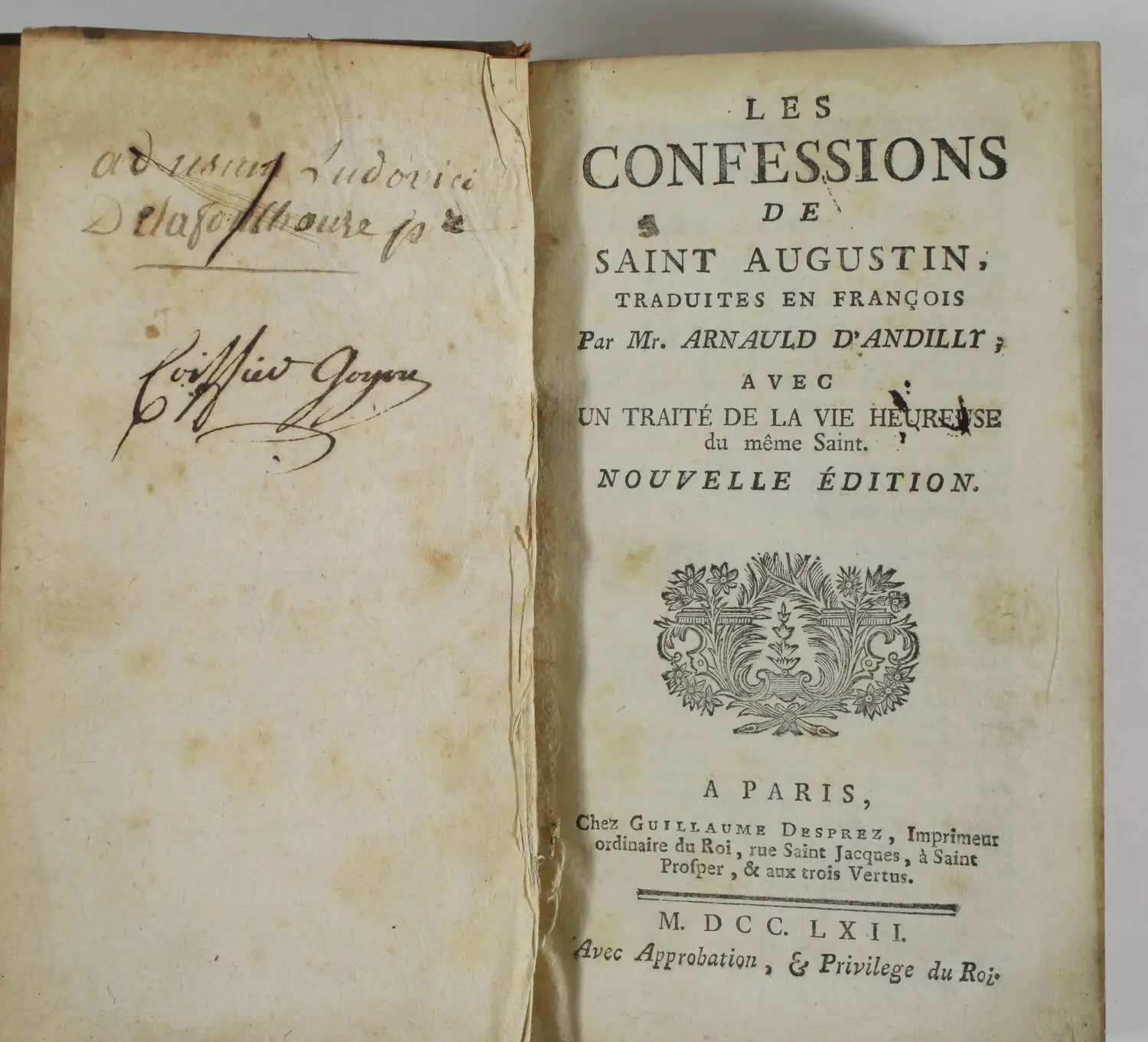 Les confessions de Saint Augustin, traduites par Arnauld d Andilly - 1762 - Photo 1, livre ancien du XVIIIe siècle