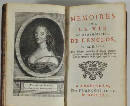 [BRET (Antoine)]. Mémoires sur la vie de mademoiselle de Lenclos par M. B***. Qui doivent précéder et servir d'avant première partie à celles de ses lettres à M. le marquis de Sévigné, qui suivent. 1751 [suivis de :] Lettres de mademoiselle Ninon de Lenclos au marquis de Sévigné. Première partie. 1750 [et] Seconde partie. 1750, livre ancien du XVIIIe siècle