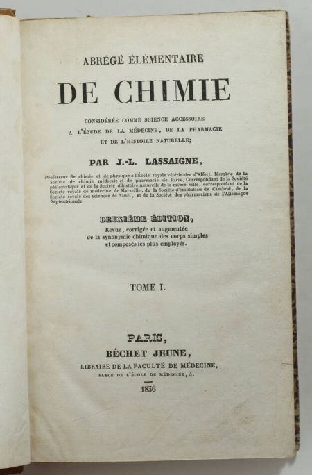LASSAIGNE - Abrégé élémentaire de chimie 1836 - 2 volumes - Photo 2, livre rare du XIXe siècle