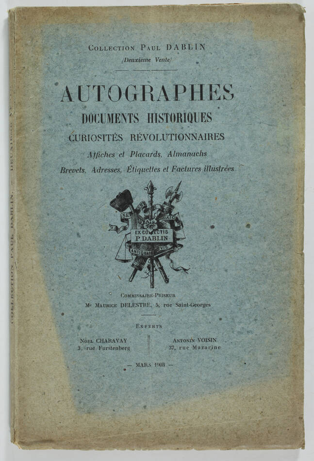 Charavay - Collection Paul Dablin - Autographes, documents ... 1903 - Photo 0, livre rare du XXe siècle