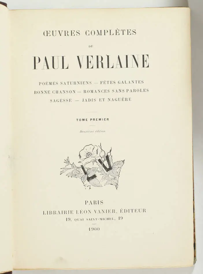 VERLAINE - Oeuvres complètes, Léon Vanier 1900 et 1899 - 5 volumes demi maroquin - Photo 1, livre rare du XXe siècle