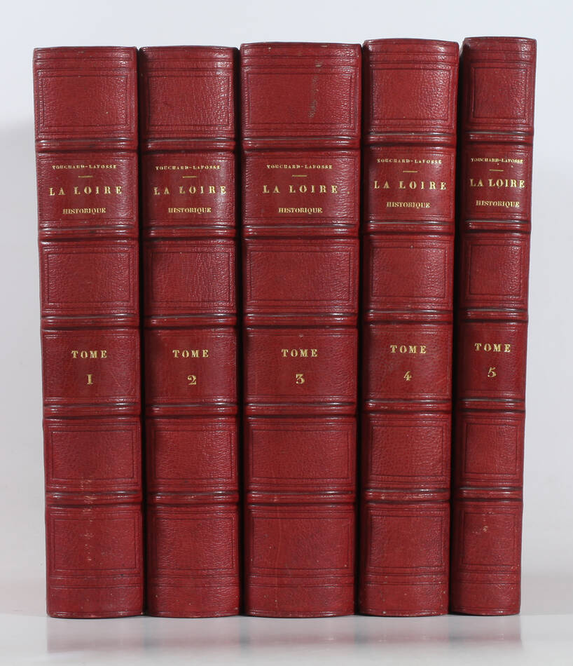 Touchard-Lafosse - La Loire historique - 1851 - 5 volumes - reliures signées - Photo 0, livre rare du XIXe siècle