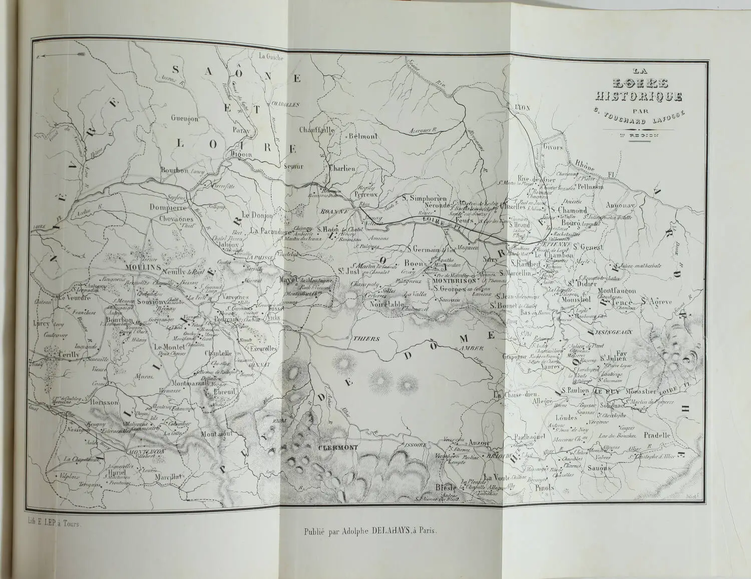 Touchard-Lafosse - La Loire historique - 1851 - 5 volumes - reliures signées - Photo 3, livre rare du XIXe siècle