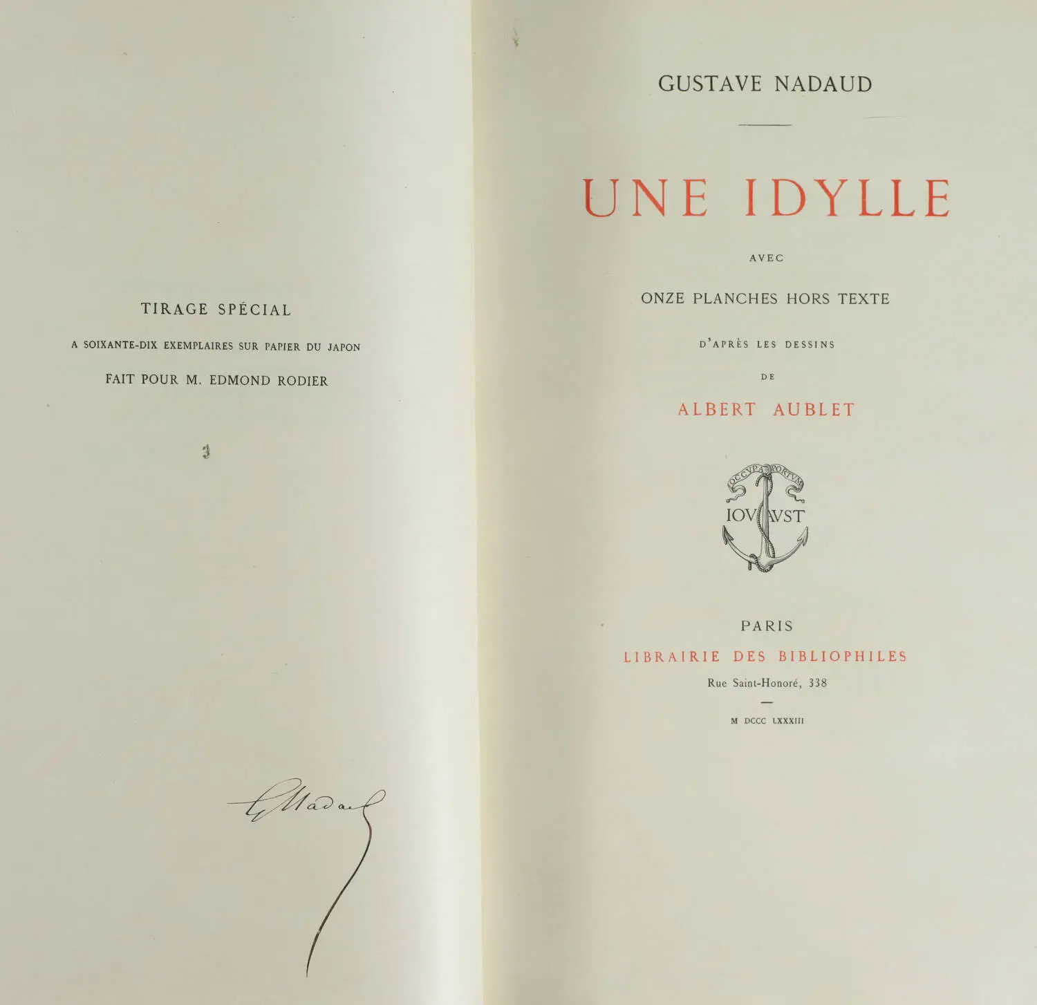 NADAUD - Idylle - 1883 - 1/70 japon signé par l auteur - illustré Albert Aublet - Photo 0, livre rare du XIXe siècle