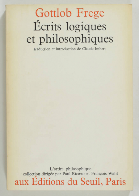 FREGE (Gottlob). Ecrits logiques et philosophiques, livre rare du XXe siècle