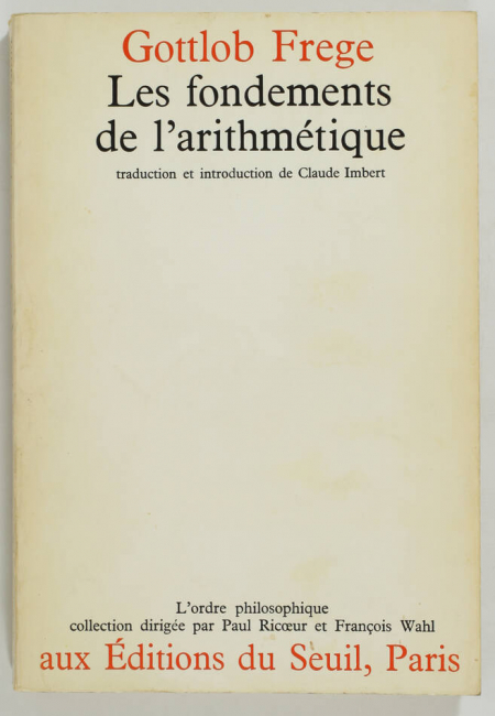 FREGE (Gottlob). Les fondements de l'arithmétique, livre rare du XXe siècle