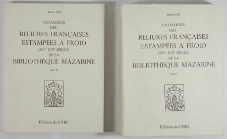 GID (Denise). Catalogue des reliures françaises estampées à froid (XVe-XVIe siècles) de la Bibliothèque Mazarine. Documents, études et répertoires.