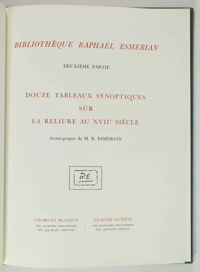 Bibliothèque Raphaël Esmerian 1972 - 6 volumes dont le suplt sur la reliure 17e - Photo 2, livre rare du XXe siècle