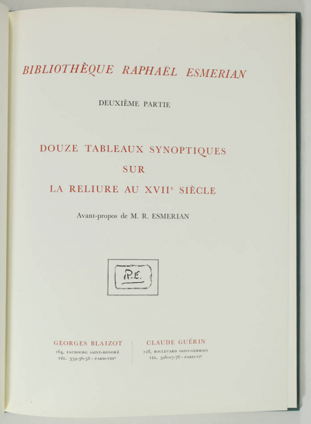 Bibliothèque Raphaël Esmerian 1972 - 6 volumes dont le suplt sur la reliure 17e - Photo 2, livre rare du XXe siècle